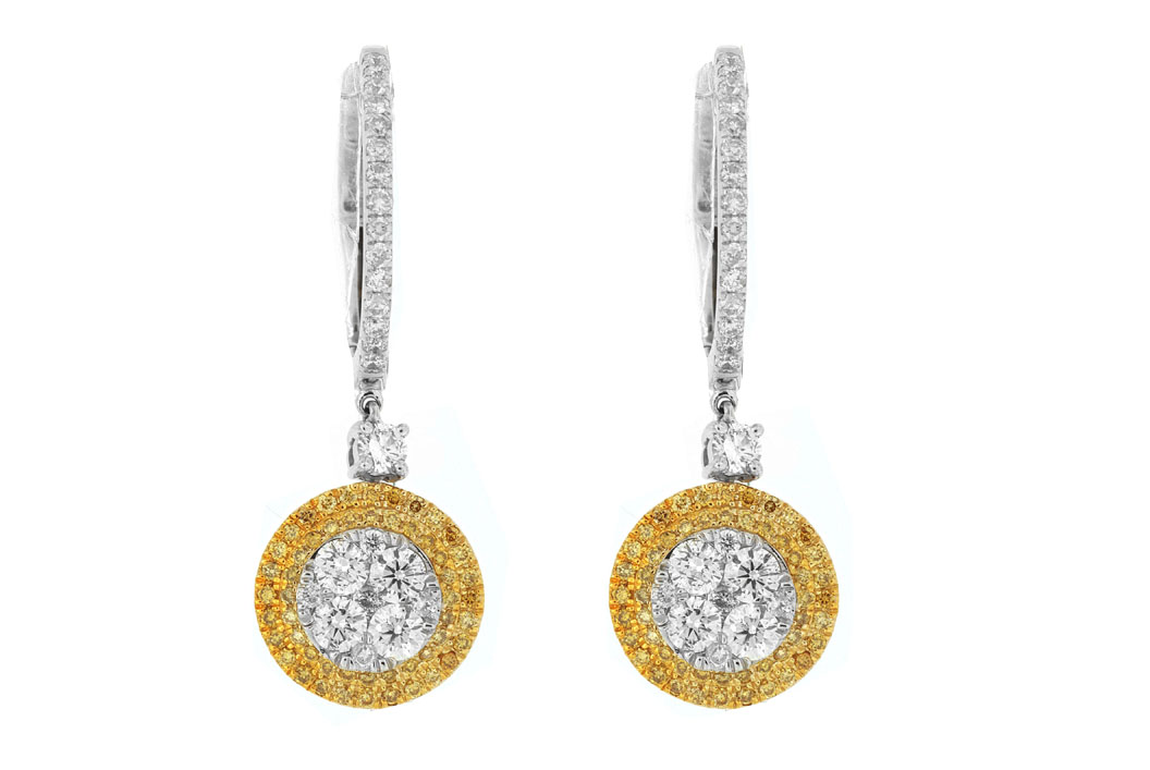 YELLOW DIA & DIAMOND EARRING