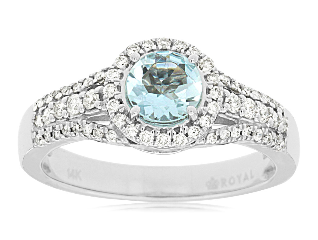 AQUAMARINE & DIAMOND RING