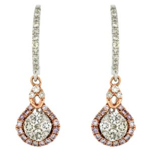 WHITE & PINK DIAMOND EARRING