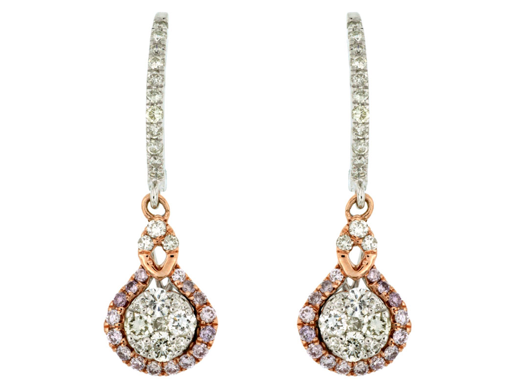 WHITE & PINK DIAMOND EARRING