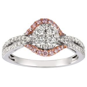WHITE & PINK DIAMOND RING