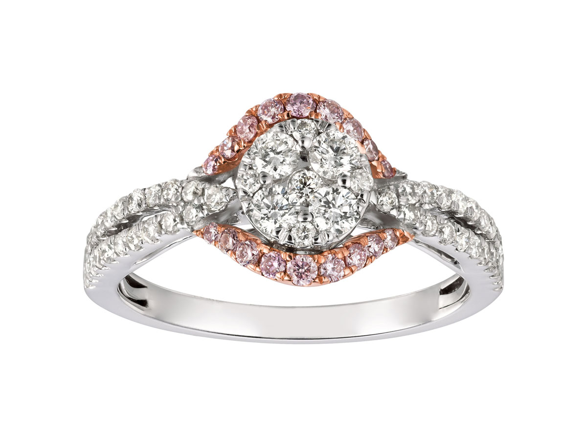 WHITE & PINK DIAMOND RING