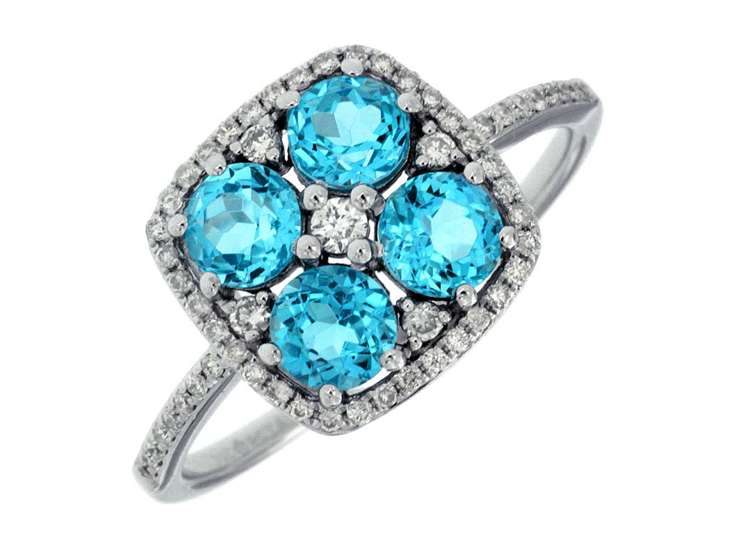 BLUE TOPAZ & DIAMOND RING