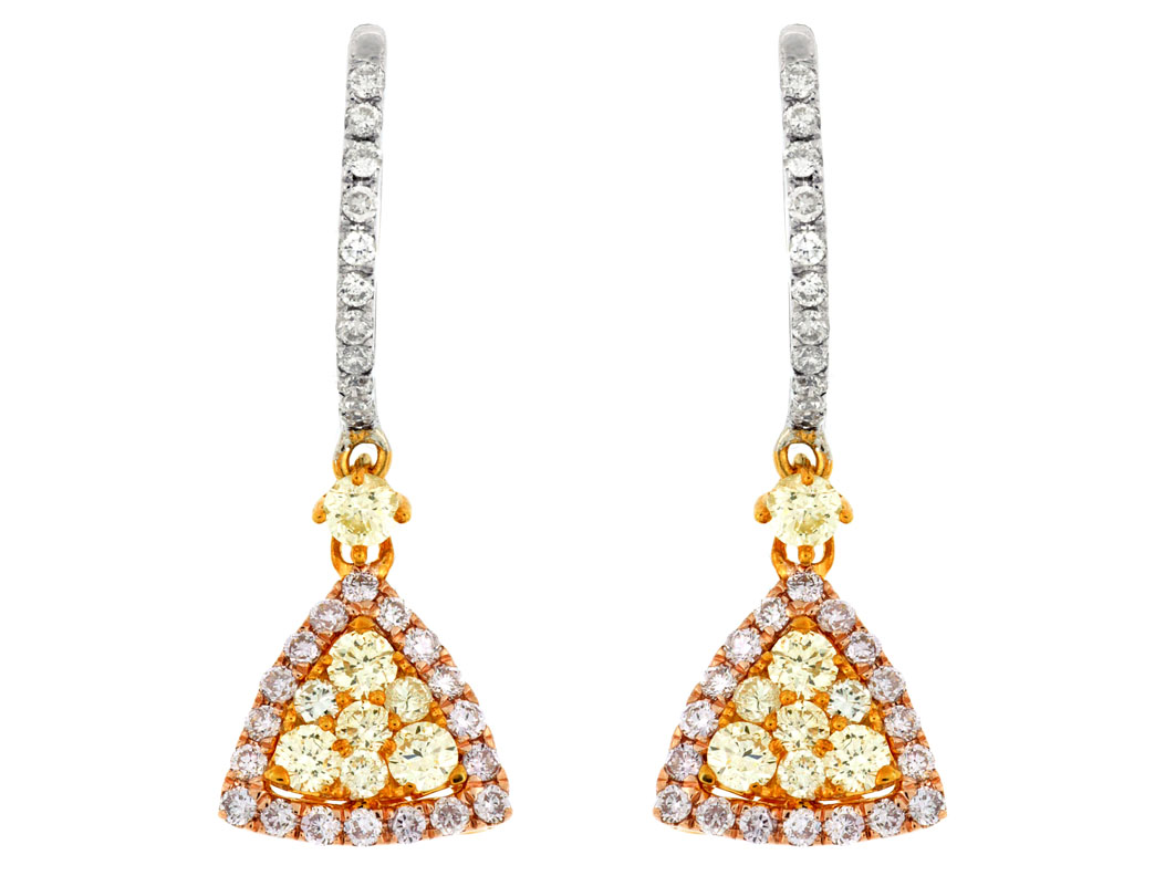 YELLOW&PINK DIAMOND EARRING
