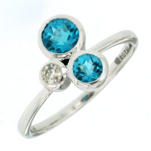BLUE TOPAZ & DIAMOND RING