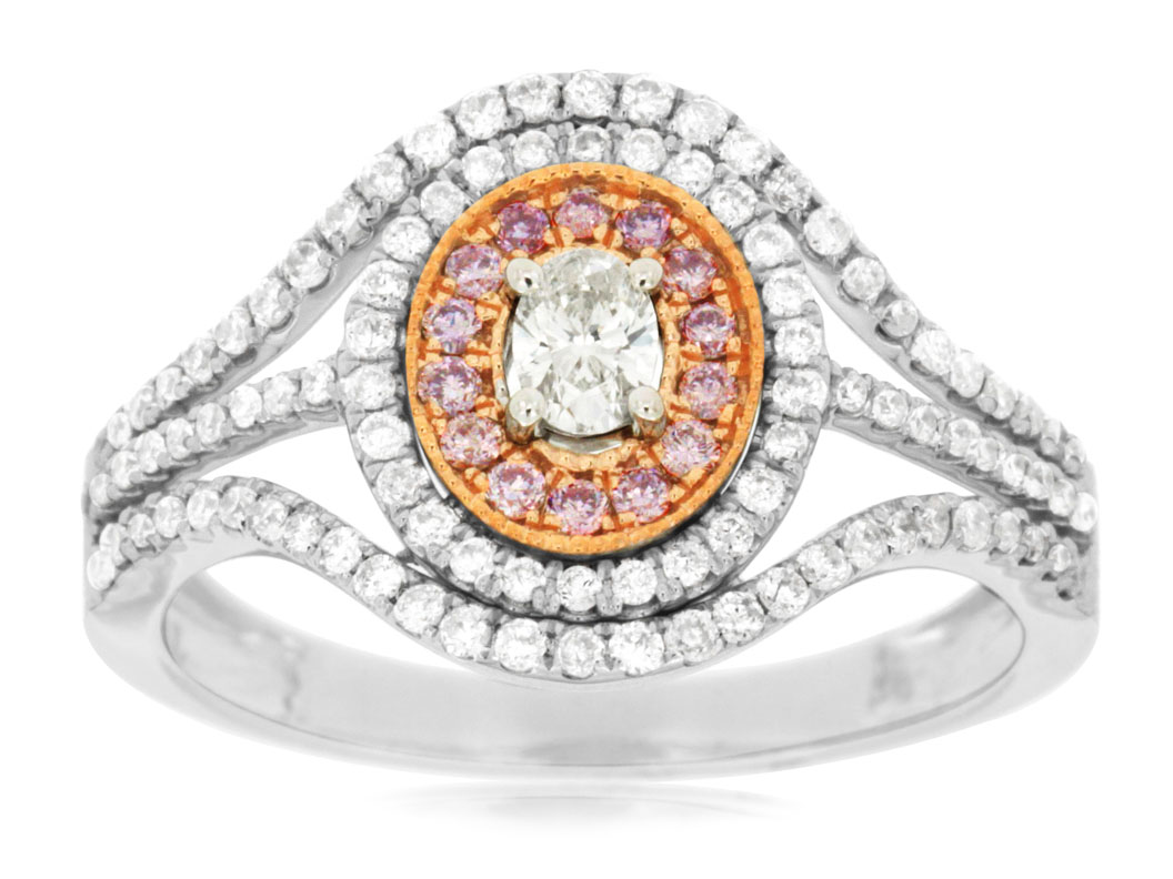 WHITE & PINK DIAMOND RING