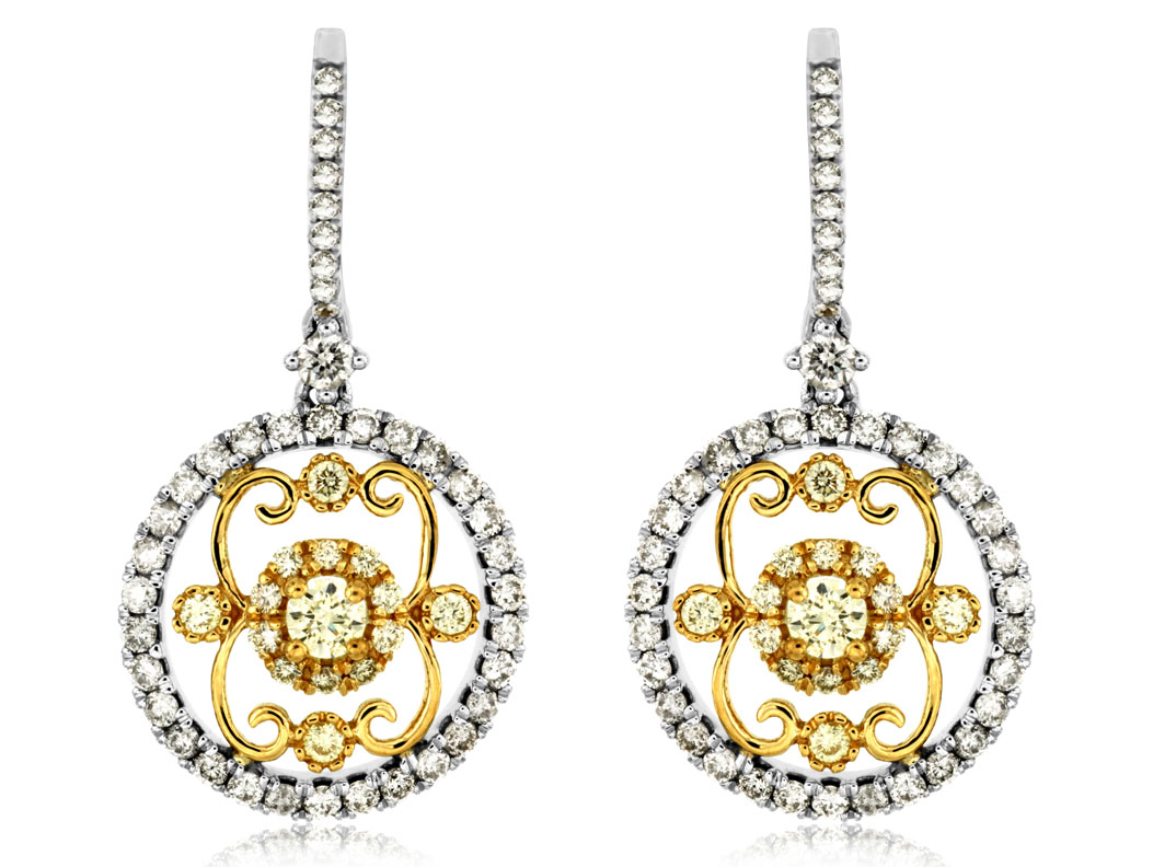 YELLOW DIA & DIAMOND EARRING