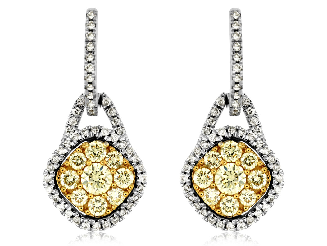 YELLOW DIA & DIAMOND EARRING