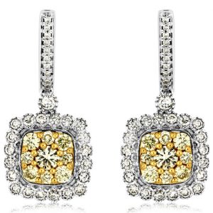 YELLOW DIA & DIAMOND EARRING