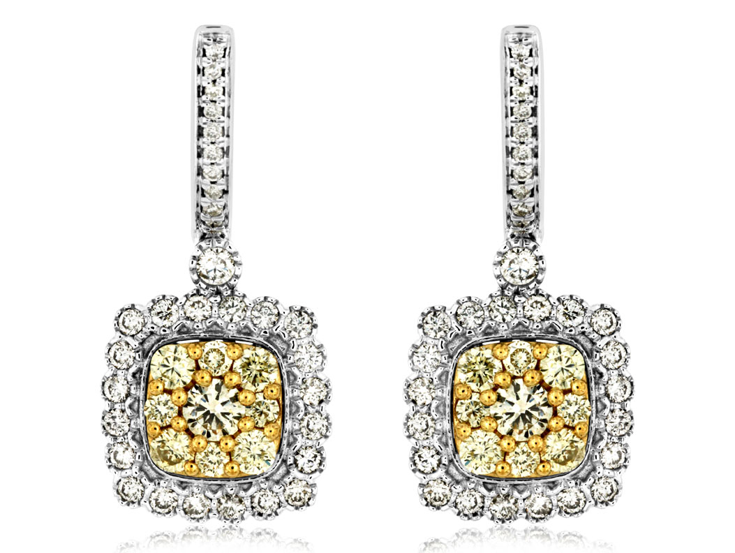 YELLOW DIA & DIAMOND EARRING