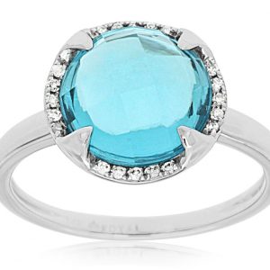 BLUE TOPAZ & DIAMOND RING