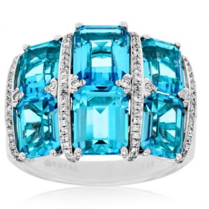 BLUE TOPAZ & DIAMOND RING