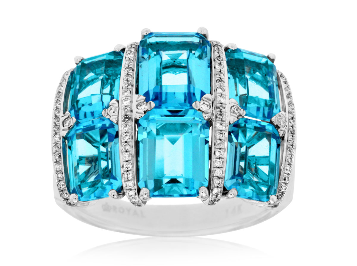 BLUE TOPAZ & DIAMOND RING