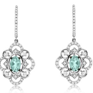 AQUAMARINE & DIAMOND EARRING