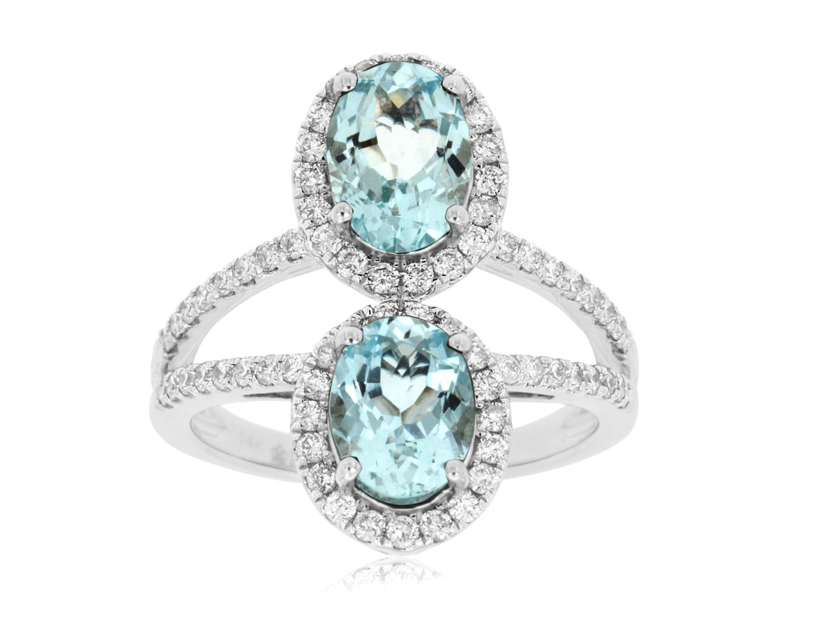 AQUAMARINE & DIAMOND RING