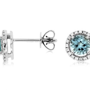 AQUA & DIAMOND HALO STUDS