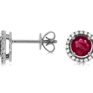 RUBY & DIAMOND HALO STUDS
