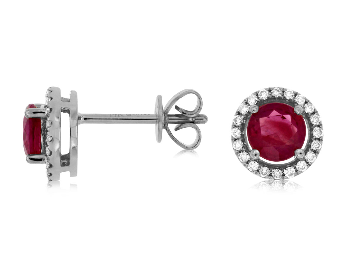 RUBY & DIAMOND HALO STUDS