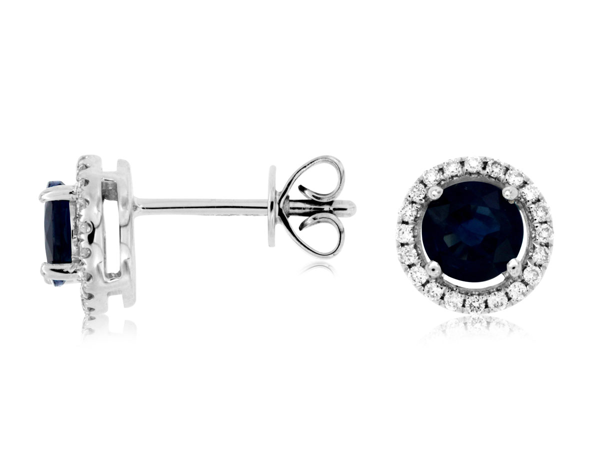 SAPPHIRE & DIAMOND HALO STUDS