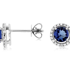 TANZANITE & DIAMOND HALO STUDS
