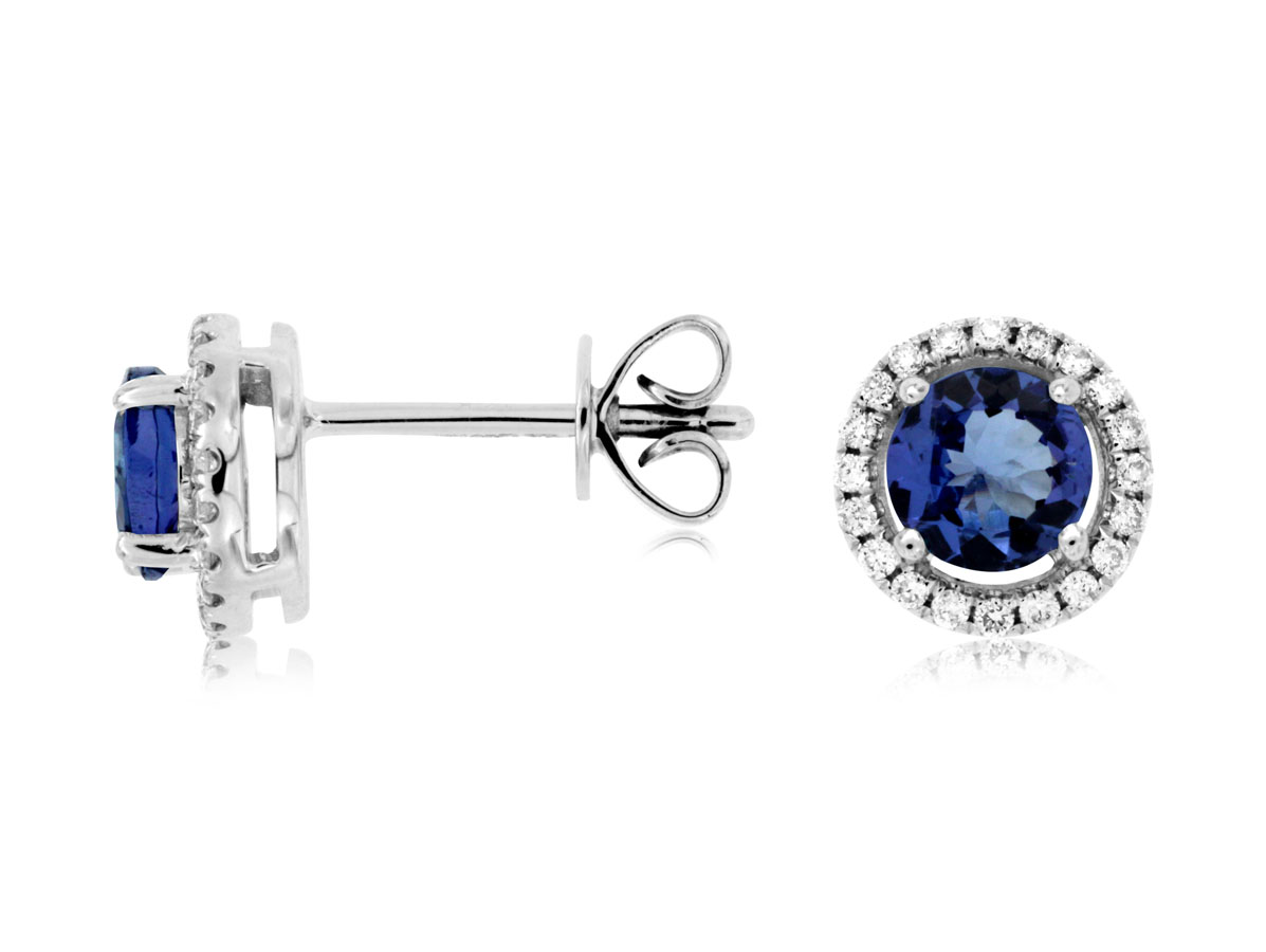 TANZANITE & DIAMOND HALO STUDS