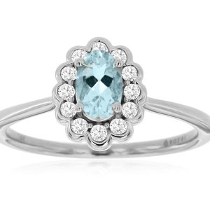 AQUAMARINE & DIAMOND RING