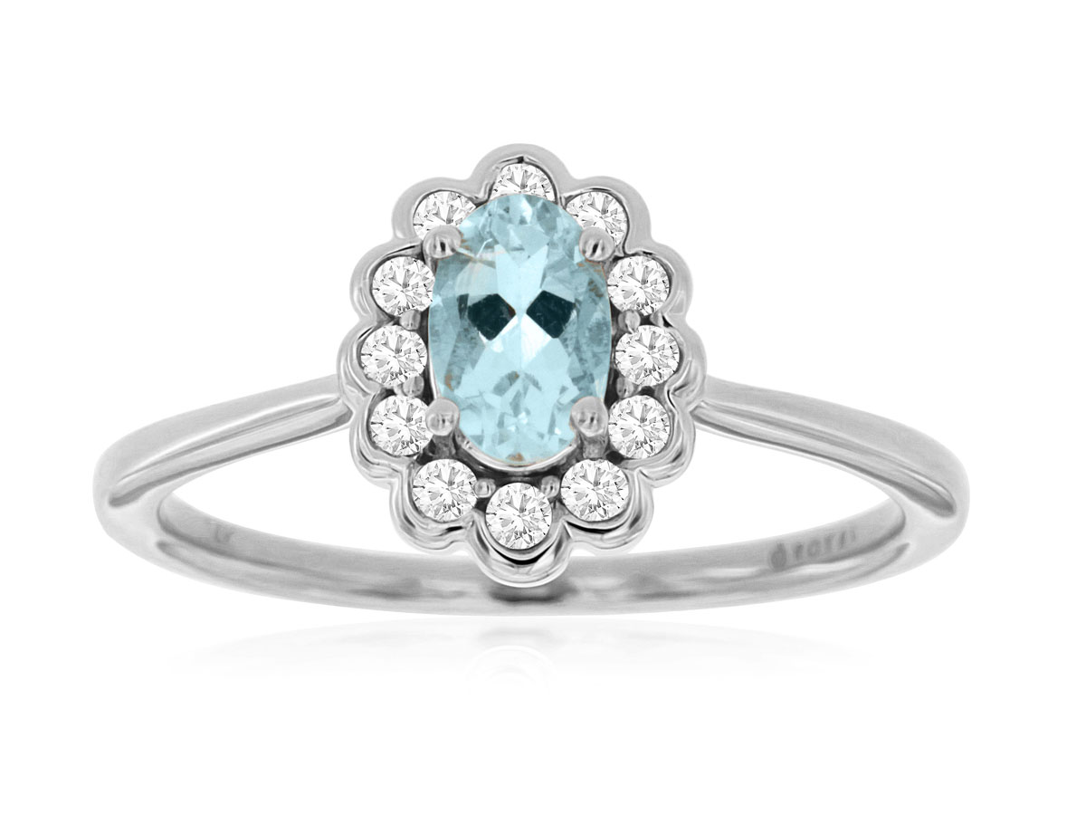 AQUAMARINE & DIAMOND RING