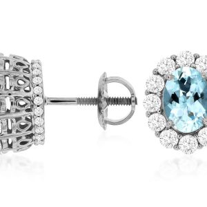 AQUAMARINE & DIAMOND EARRING