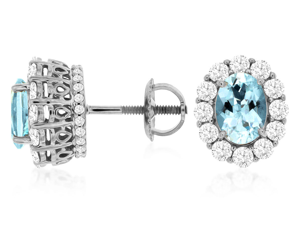 AQUAMARINE & DIAMOND EARRING