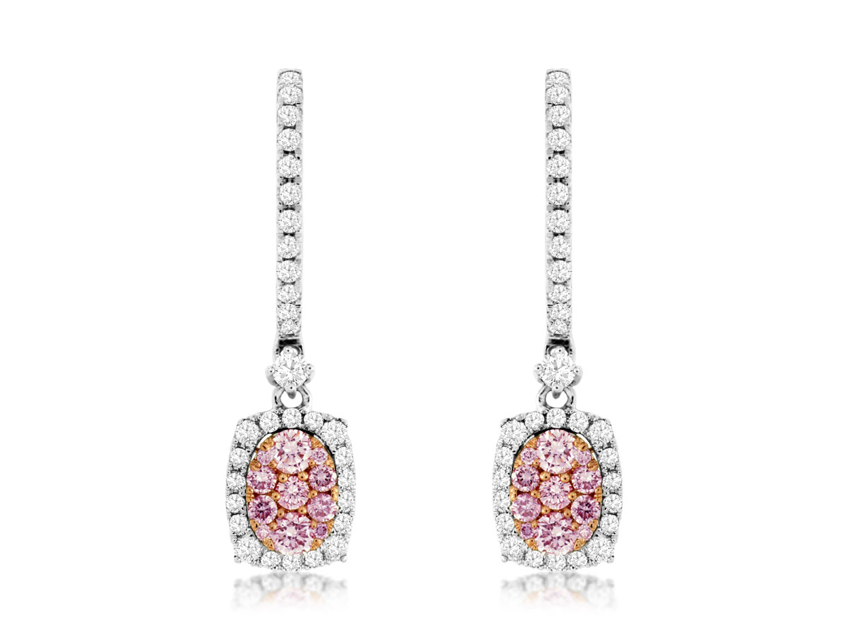 WHITE & PINK DIAMOND EARRING