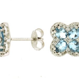 AQUAMARINE & DIAMOND EARRING