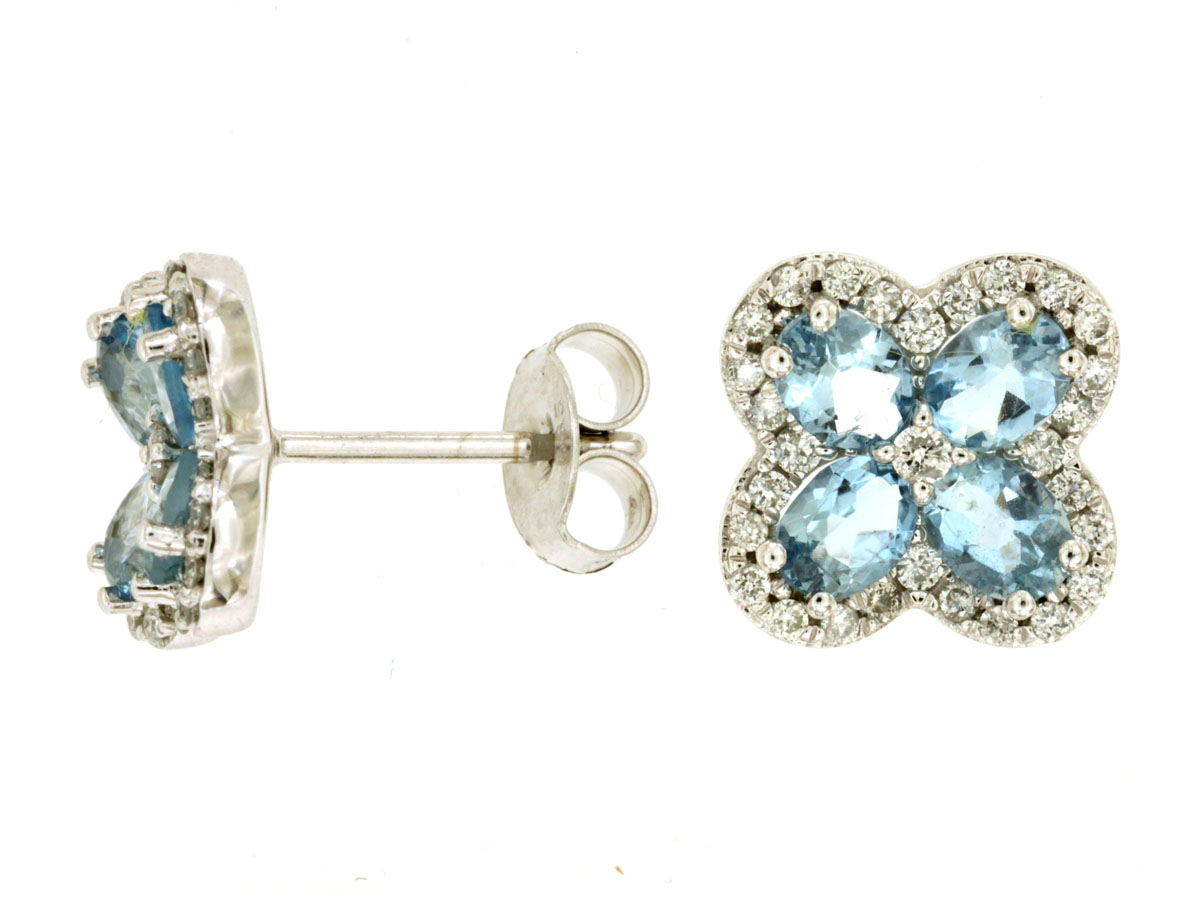 AQUAMARINE & DIAMOND EARRING