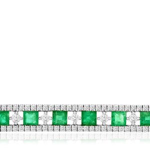 EMERALD & DIAMOND BAR NECKLACE