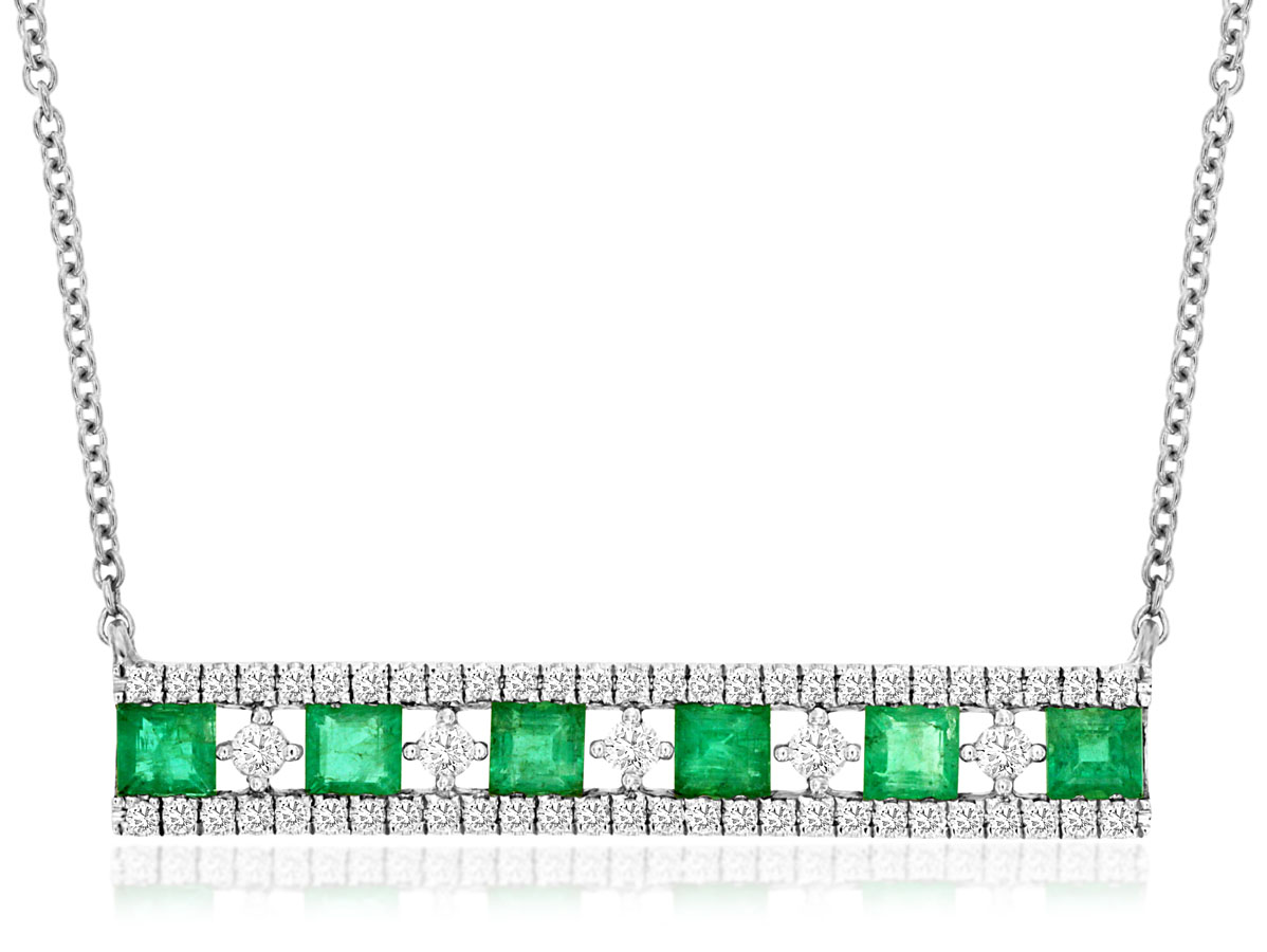 EMERALD & DIAMOND BAR NECKLACE
