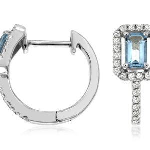 AQUAMARINE & DIAMOND EARRING
