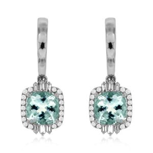 AQUAMARINE & DIAMOND EARRING