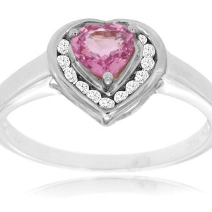 PINK SAPP & DIA HEART RING