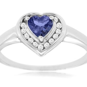 TANZANITE & DIA HEART RING