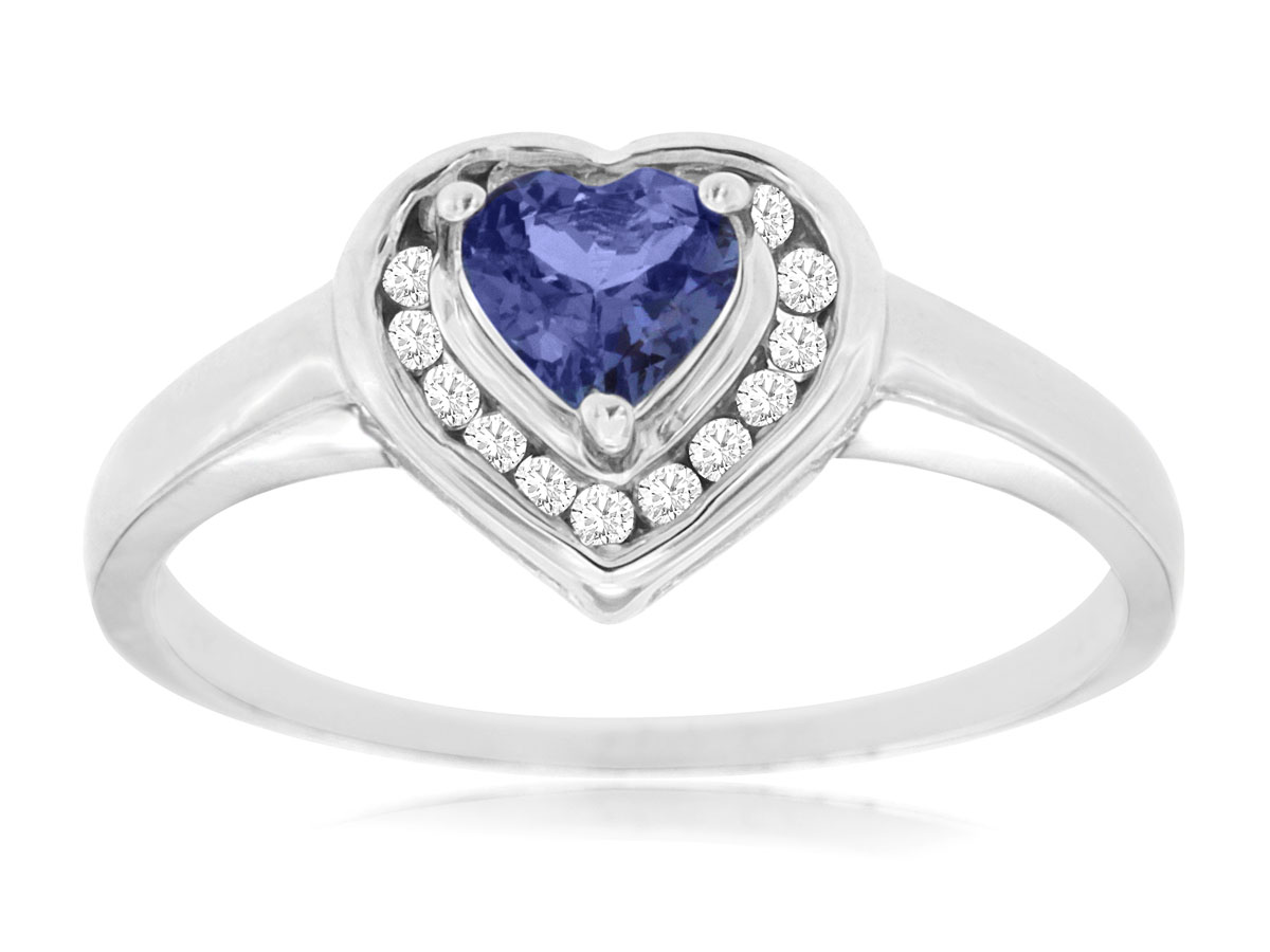 TANZANITE & DIA HEART RING