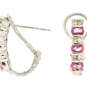 DIAMOND &PINK SAPPHIRE EARRING