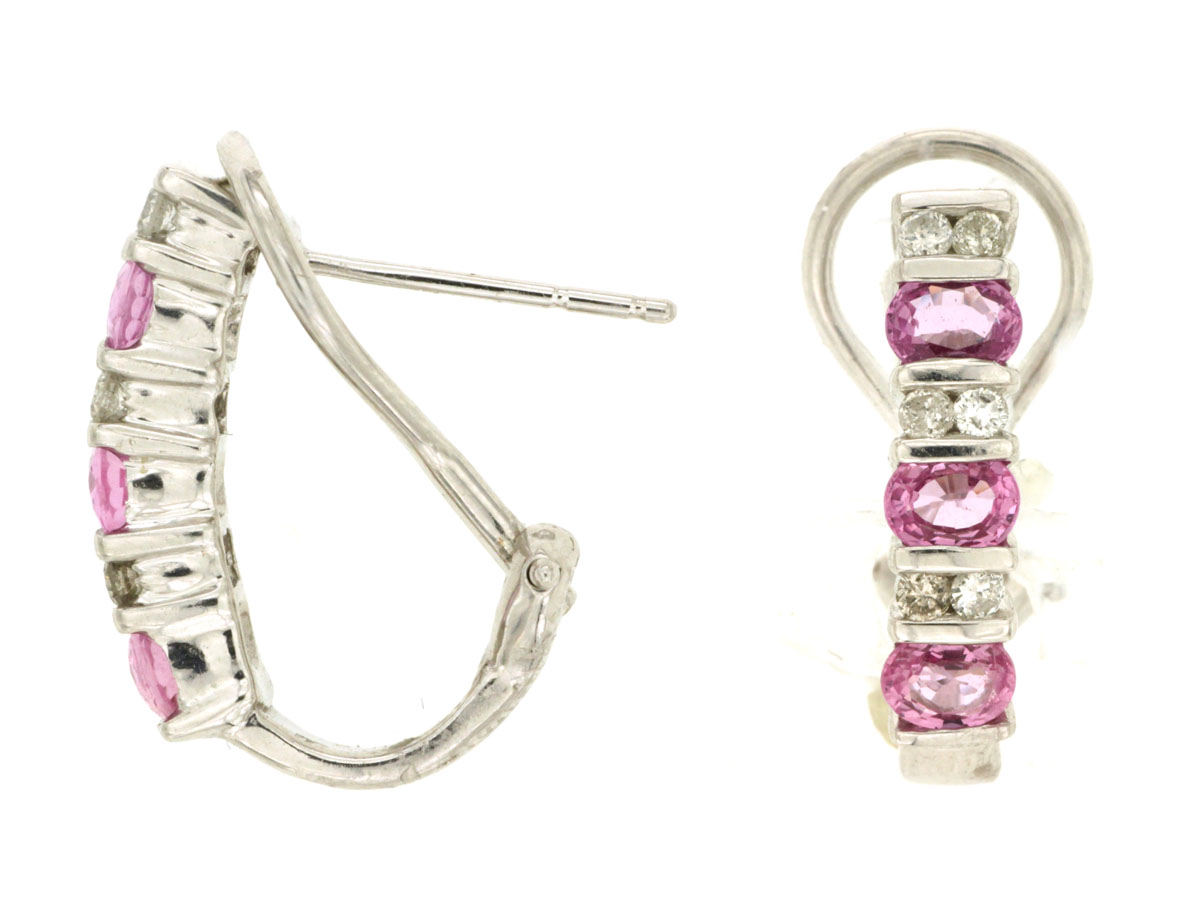 DIAMOND &PINK SAPPHIRE EARRING