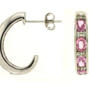 DIAMOND &PINK SAPPHIRE EARRING
