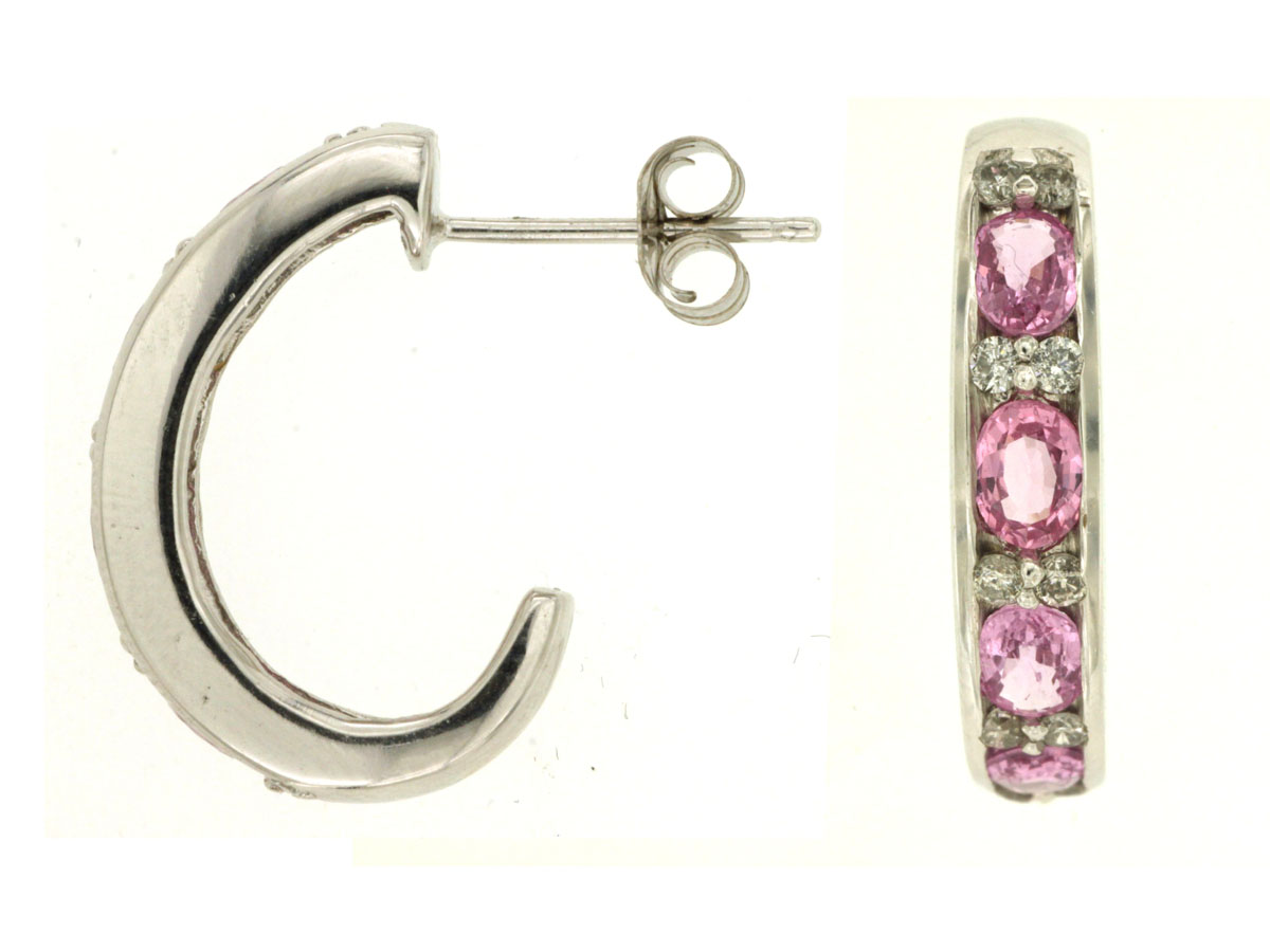 DIAMOND &PINK SAPPHIRE EARRING