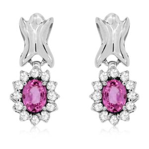 DIAMOND &PINK SAPPHIRE EARRING