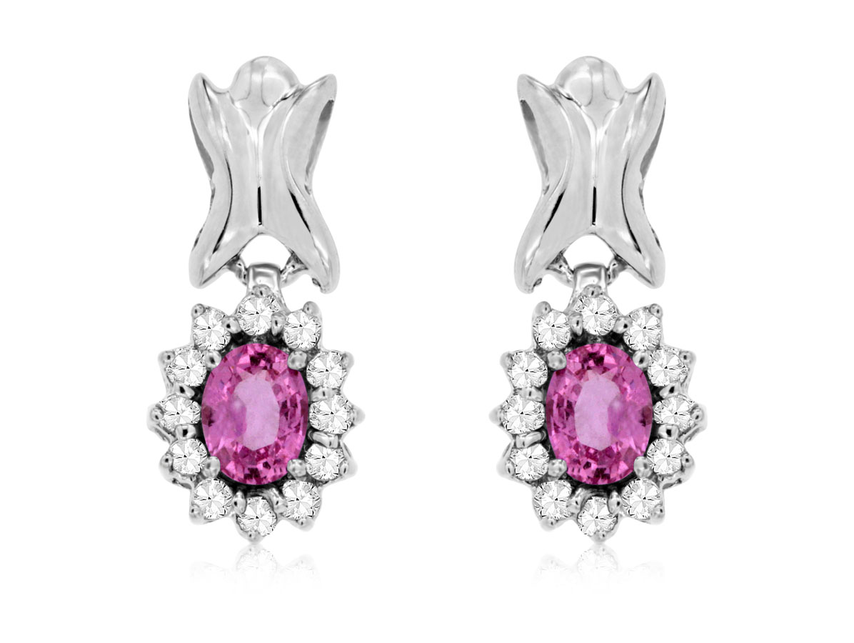 DIAMOND &PINK SAPPHIRE EARRING