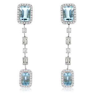 AQUAMARINE & DIAMOND EARRING