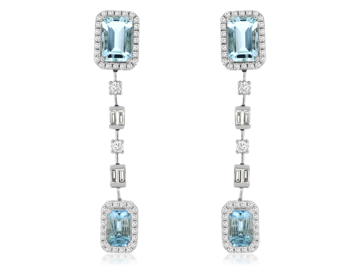 AQUAMARINE & DIAMOND EARRING