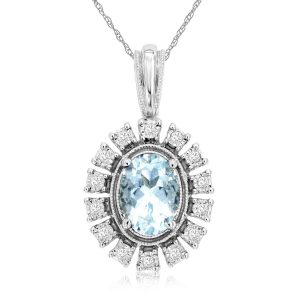 AQUAMARINE & DIAMOND PENDANT