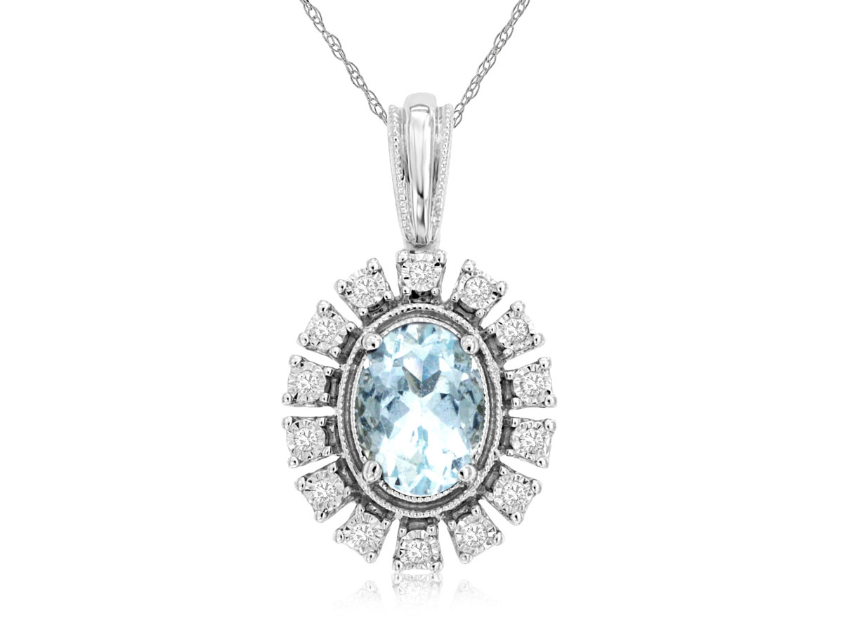 AQUAMARINE & DIAMOND PENDANT