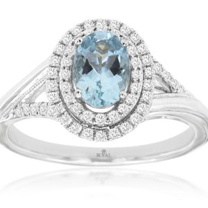 AQUAMARINE & DIAMOND RING